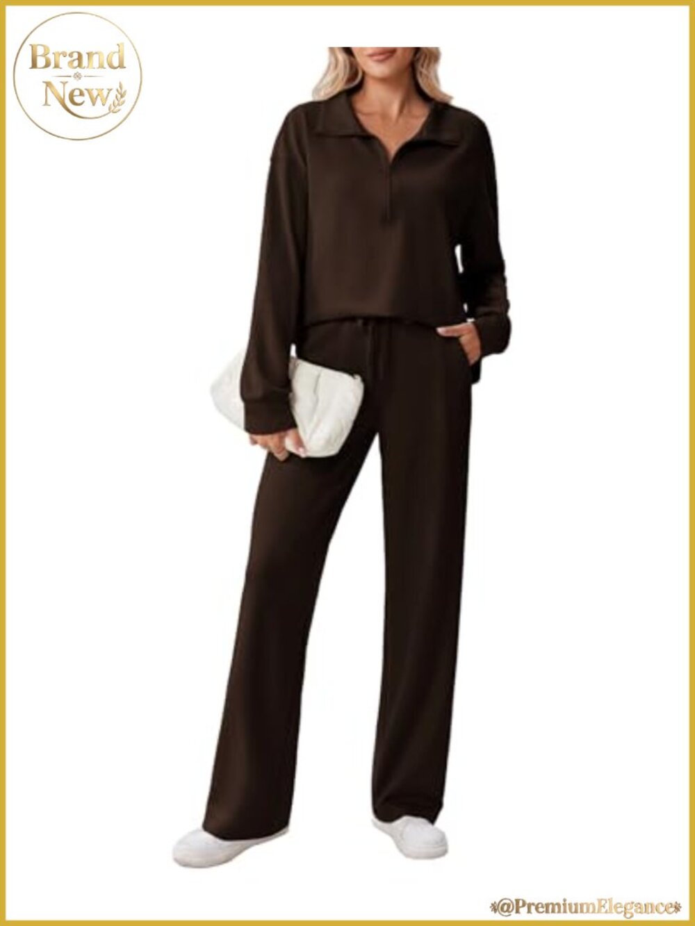 Women 2 Piece Sweatsuit Half Zip Tracksuit Matching Lounge Set